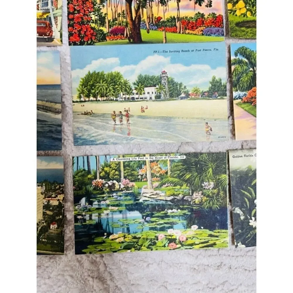 Tichnor Curteich Linen Post Cards Palm Beach Biltmore Lot of 16